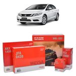 Kit 4 Filtros Wega  Honda Civic 1.8 e 2.0 16v 2012 Até 2017